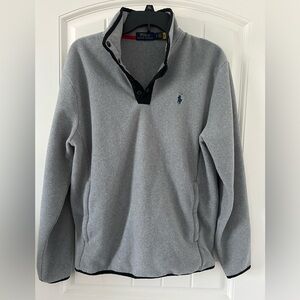Polo Ralph Lauren Men's Fleece Pullover Jacket Sweater 1/4 Snap Closure Gray S